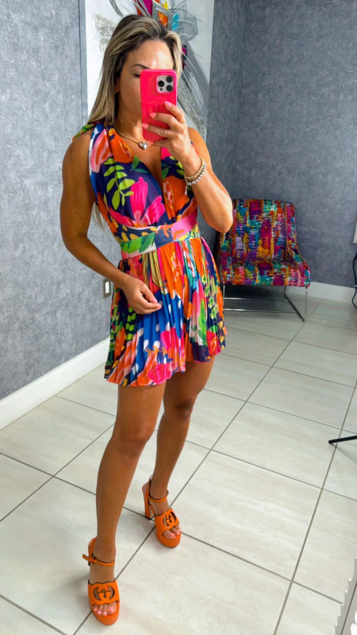 0258 Tropics pleated romper