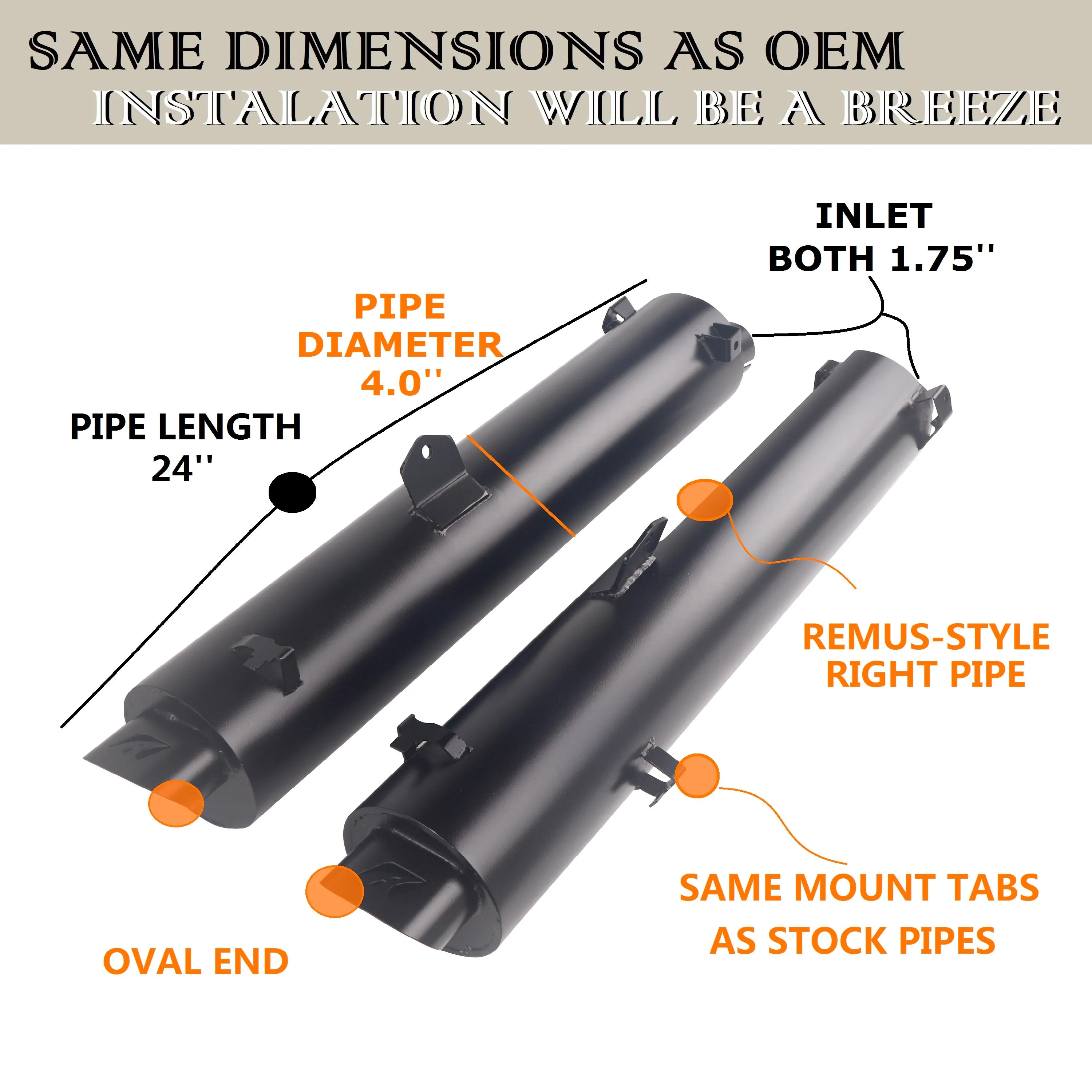 4.0'' Slip-on Mufflers for Honda Goldwing 2018-later, Make Your Honda F6B 1800 Goldwing Sounds Rumble, Performance and Torque Increase