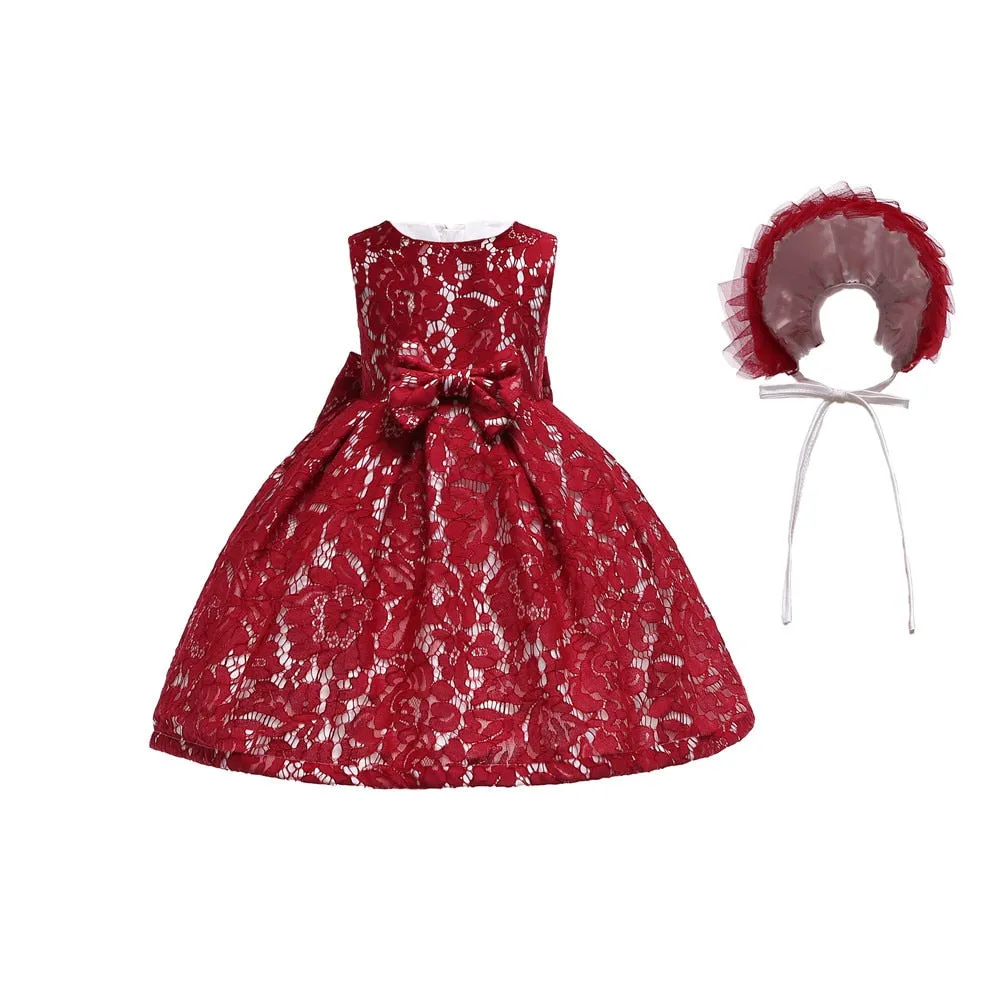 Baby Lace Dress & Bonnet, Size 6M-24M
