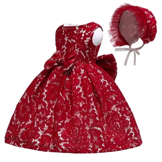 Baby Lace Dress & Bonnet, Size 6M-24M