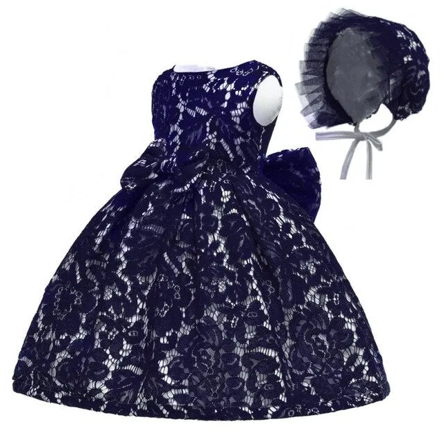 Baby Lace Dress & Bonnet, Size 6M-24M