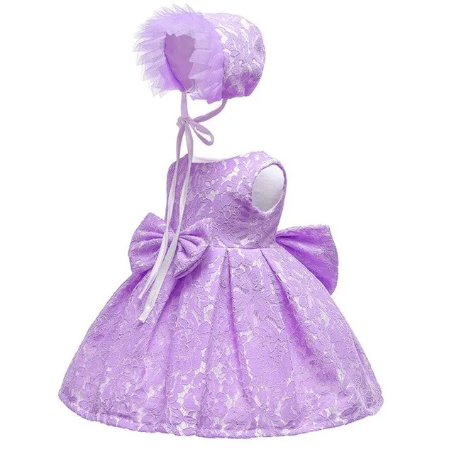 Baby Lace Dress & Bonnet, Size 6M-24M