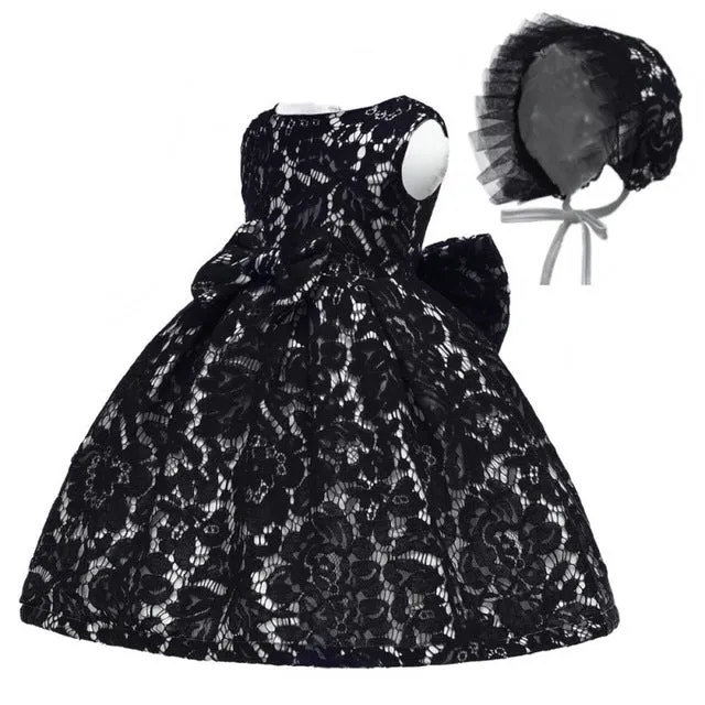 Baby Lace Dress & Bonnet, Size 6M-24M