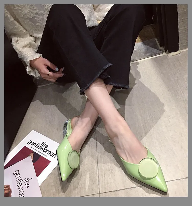 BOOPDO DESIGN POINTED BUCKLE DETAIL SLIP ON MULES