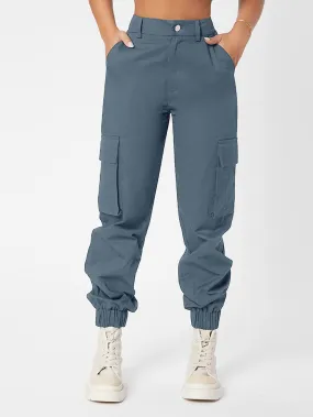 Casual Plain Zipper Natural Long Women Pants