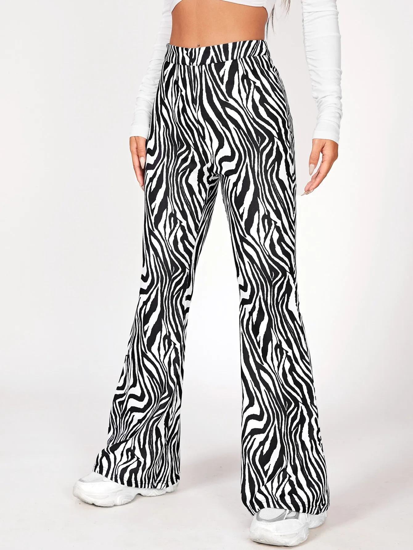 Casual Zebra Stripe High Waist Long Women Pants