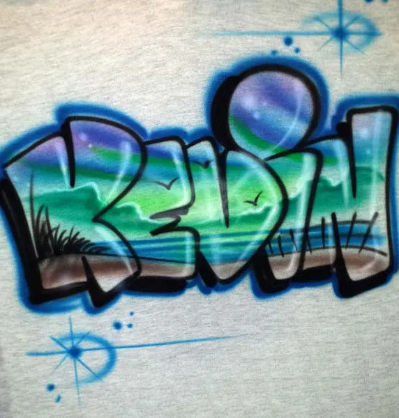 Custom Beach Scene Airbrushed Inside Your Name on Tees, Sweats, & More!!