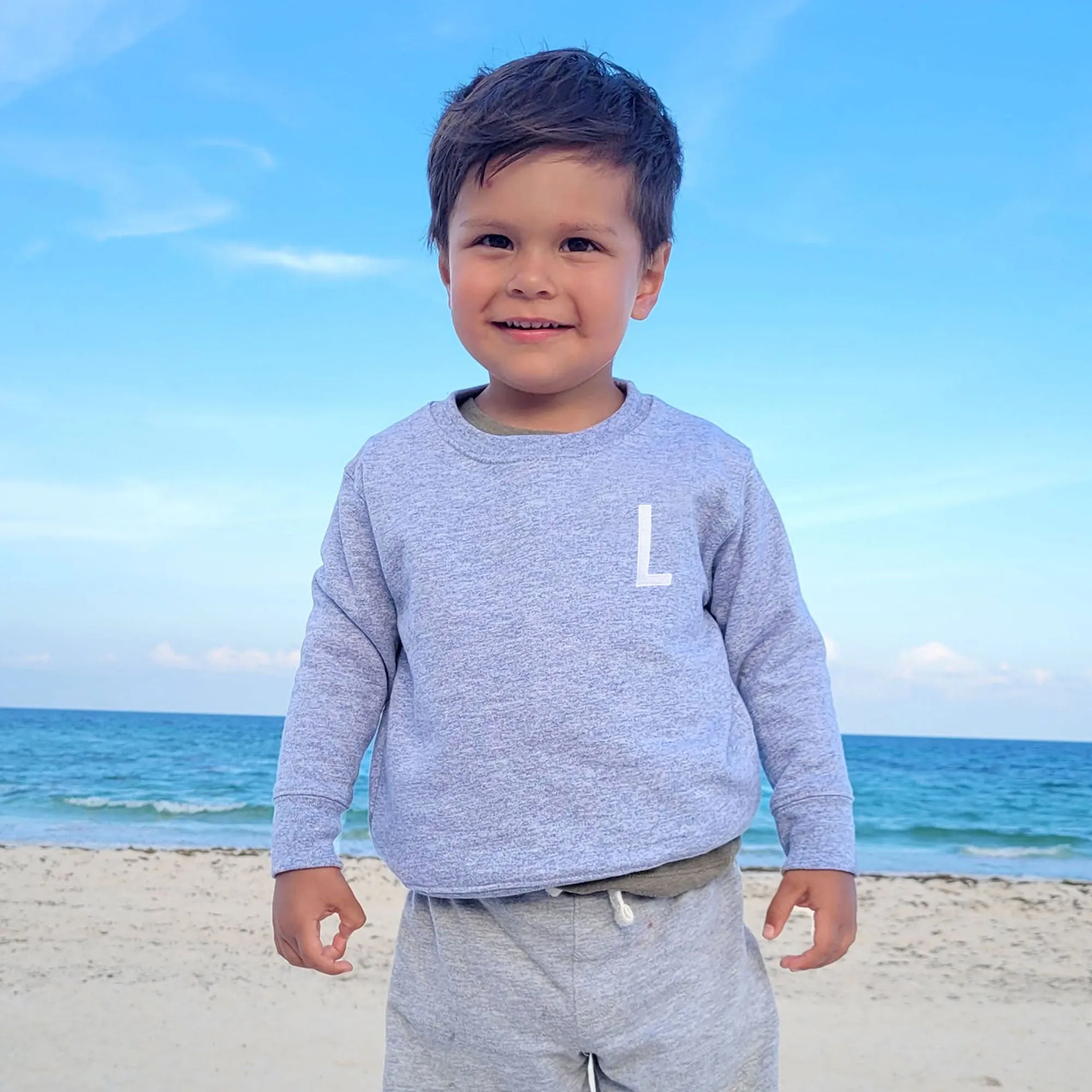 Custom Embroidered Single Initial Toddler Crewneck Sweatshirt