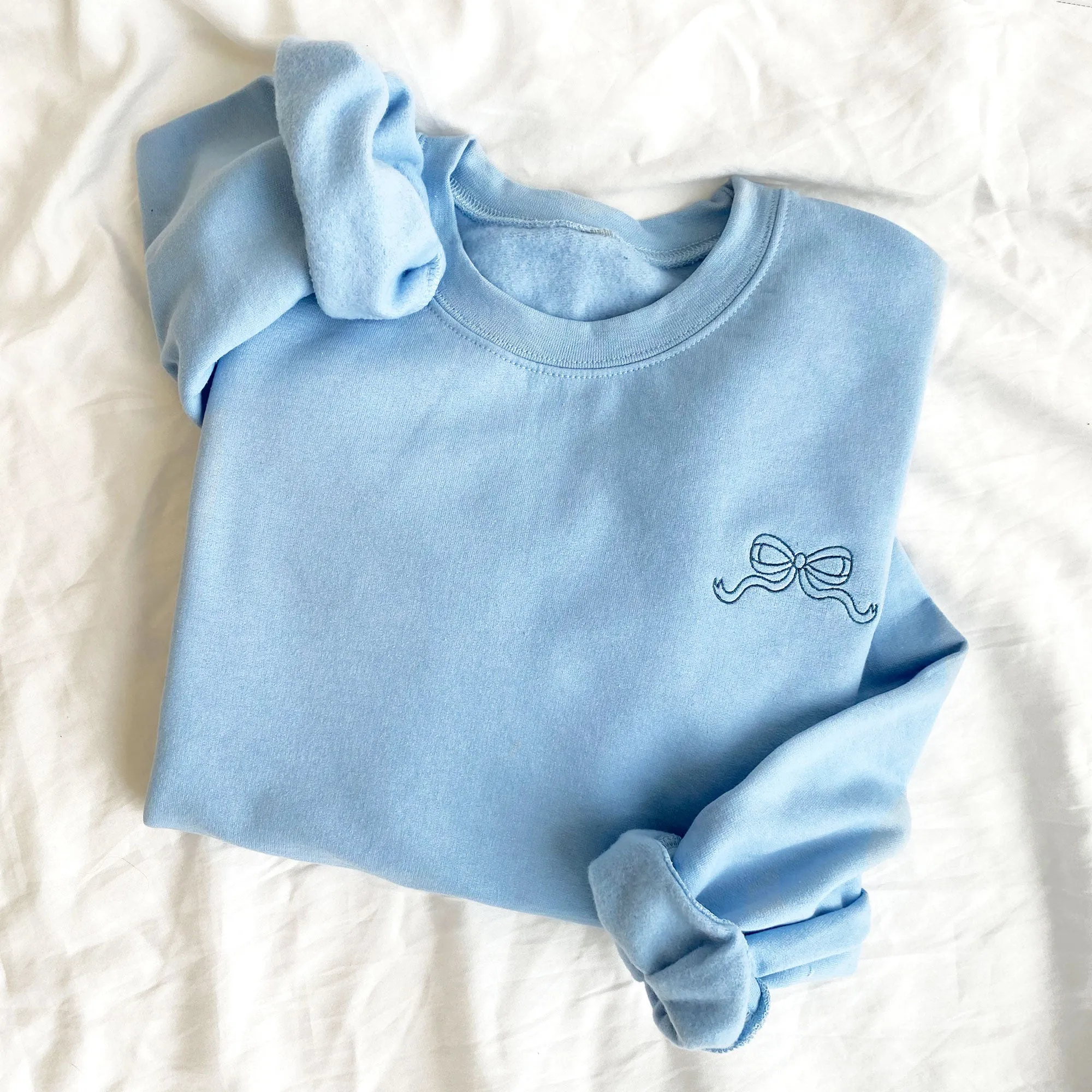 Dainty Outline Bow Embroidered Gemma Sweatshirt | Cute Monogram Bow Sweatshirt