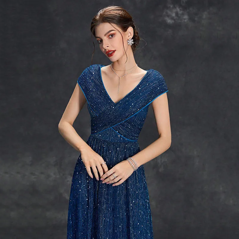 Elegant Deep V Plunge neck Chiffon Evening Dress