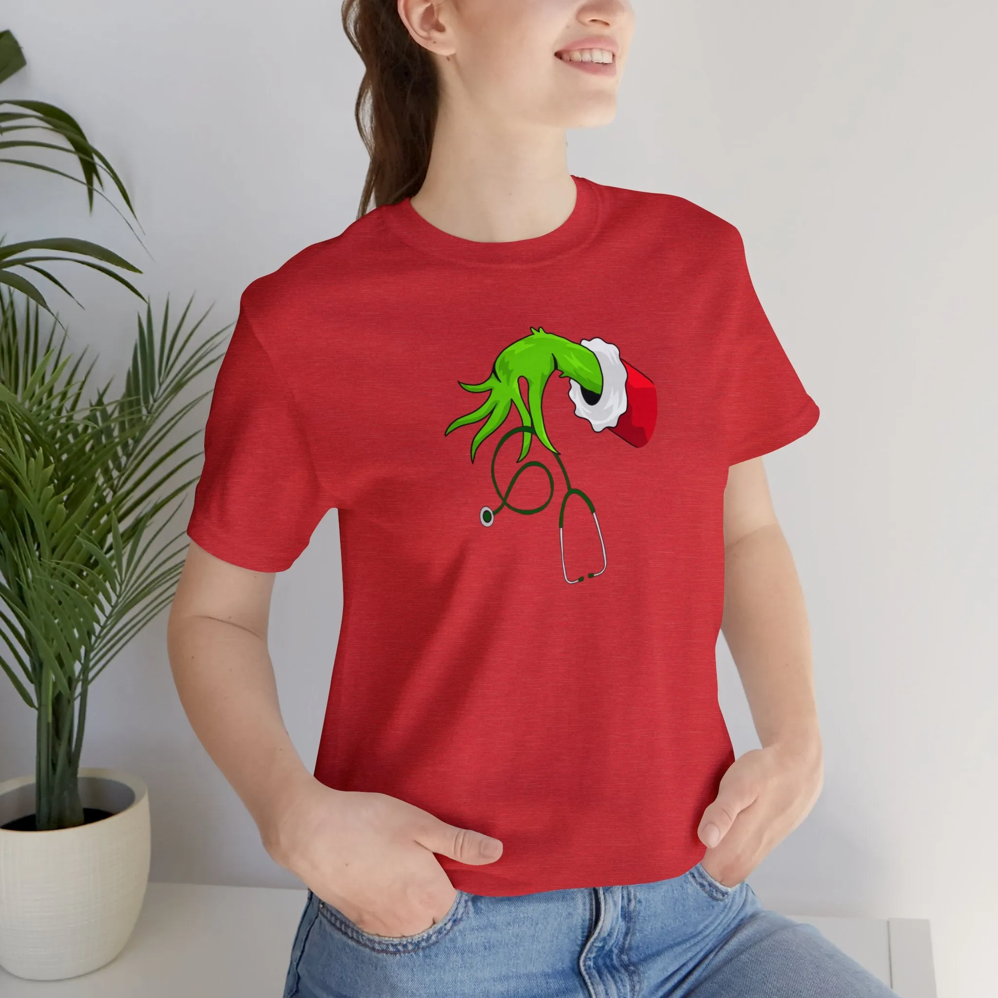 Grinch Nurse Christmas Unisex Jersey Short Sleeve Tee