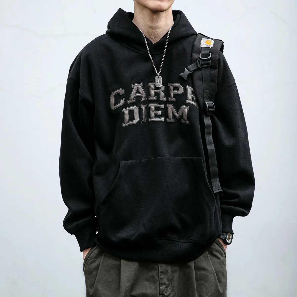 Korean Oversize Hoodie Men with Letter Embroidery - High Quality Sweatshirt
