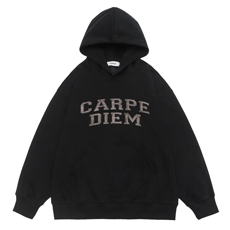Korean Oversize Hoodie Men with Letter Embroidery - High Quality Sweatshirt