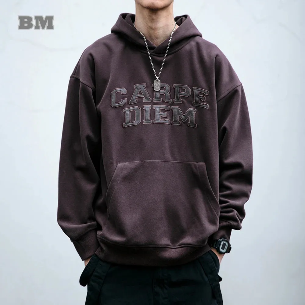 Korean Oversize Hoodie Men with Letter Embroidery - High Quality Sweatshirt