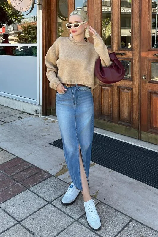 MDX Beige Bicycle Neck Crop Women's Sweater MG2166 - Deltona