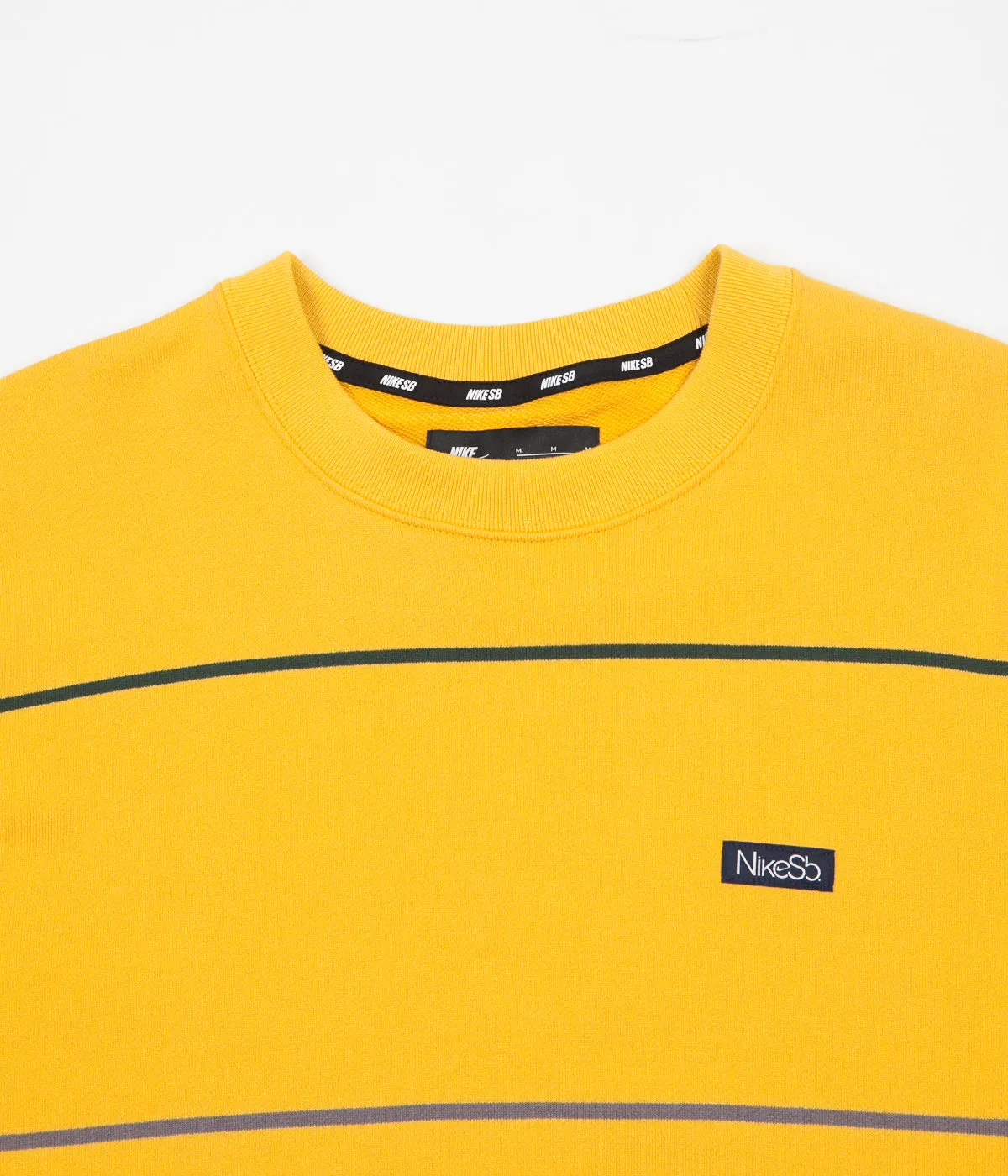 Nike SB Everett Stripe Crewneck Sweatshirt - Yellow Ochre / Obsidian