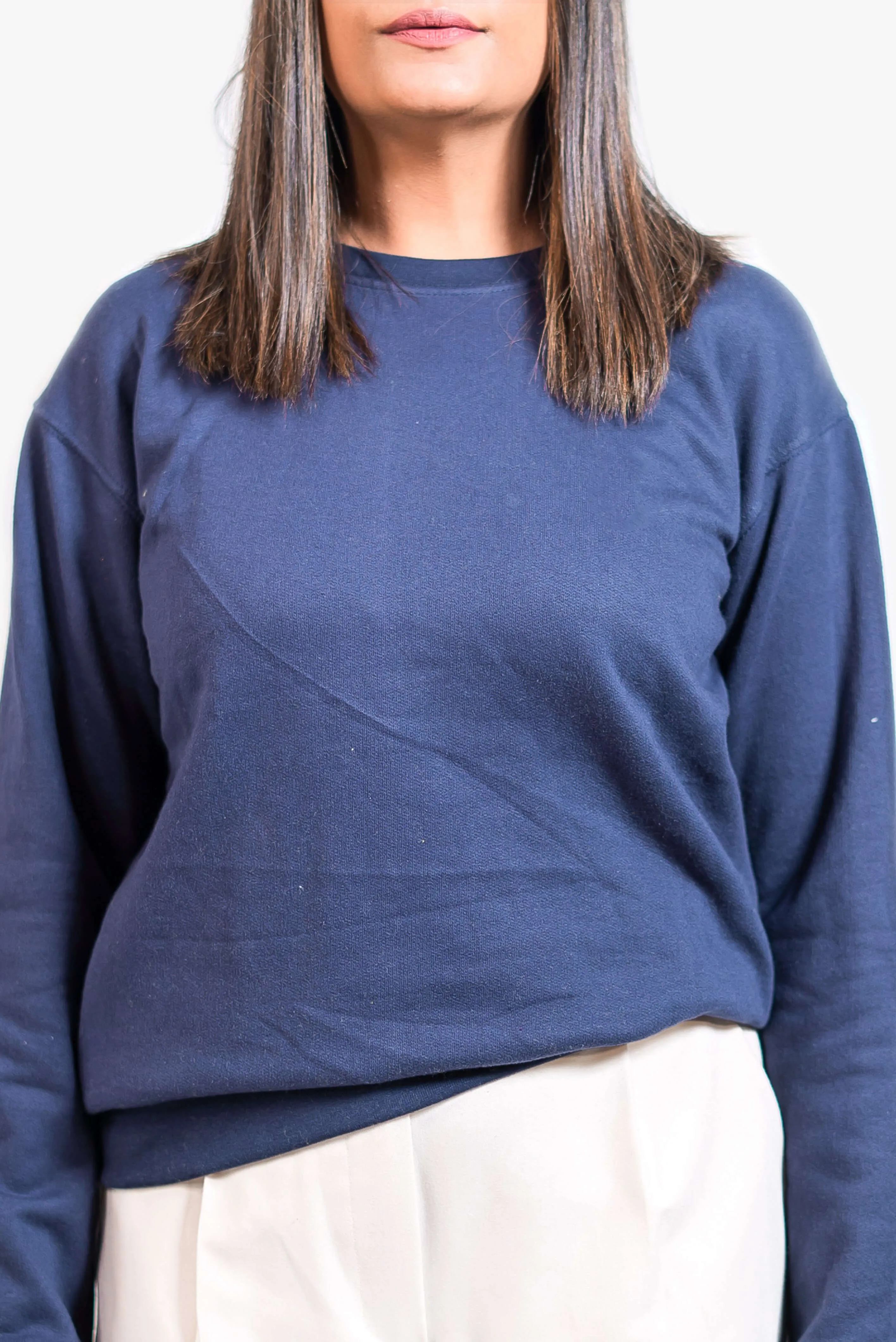 Plain Dark Blue Sweatshirt // Women