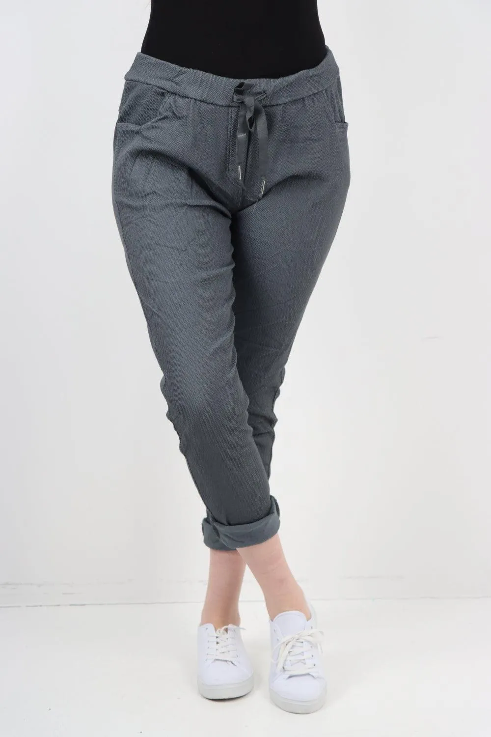Plain ZigZag Print Trousers