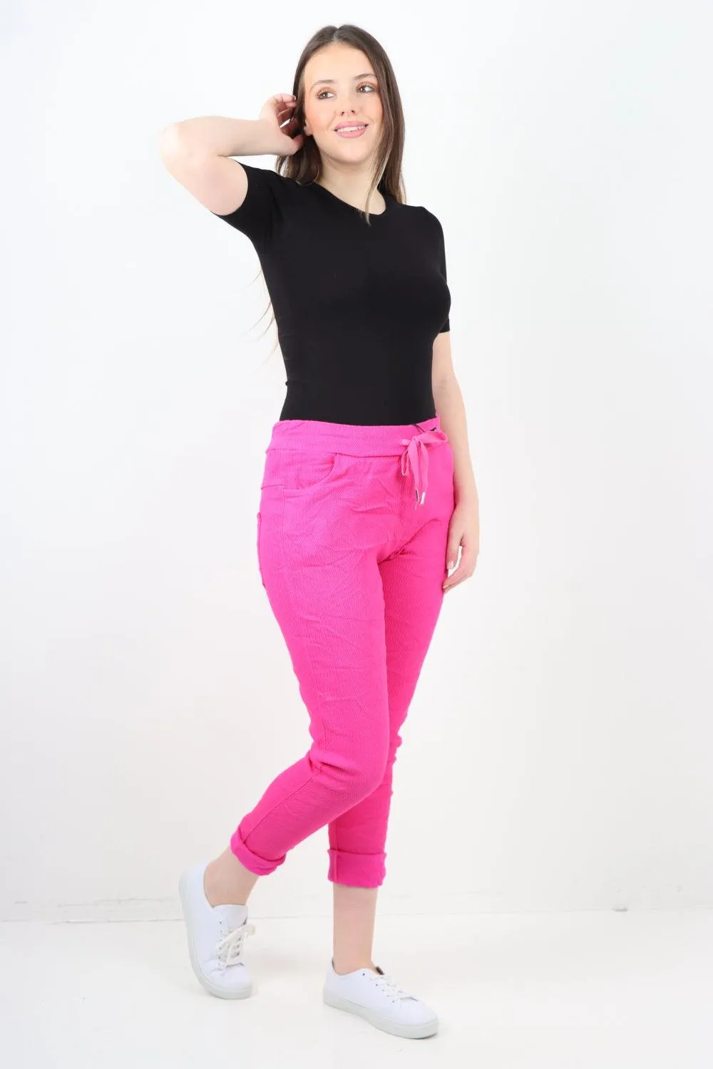 Plain ZigZag Print Trousers