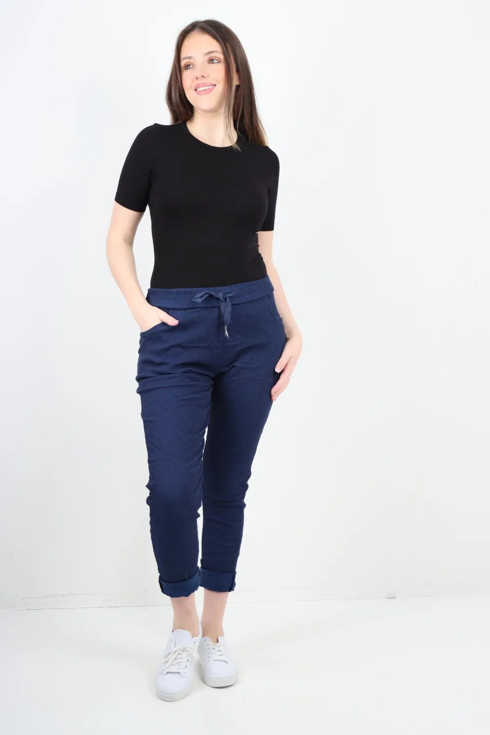 Plain ZigZag Print Trousers
