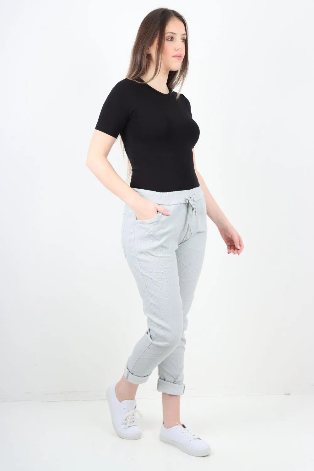 Plain ZigZag Print Trousers