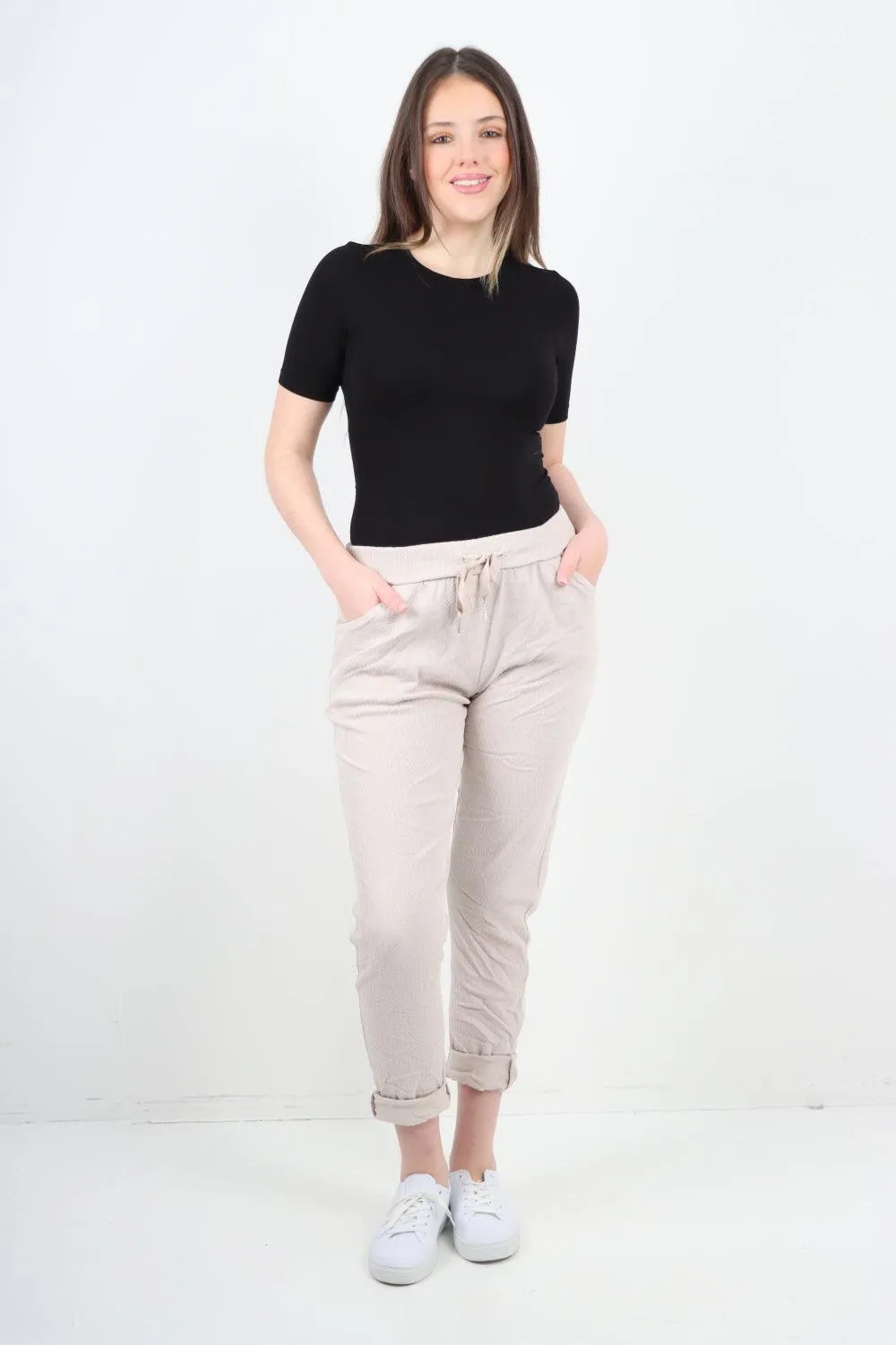 Plain ZigZag Print Trousers