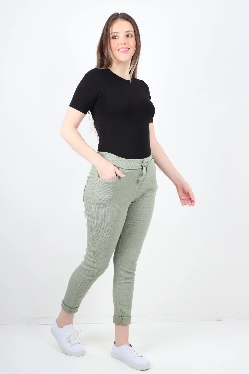Plain ZigZag Print Trousers