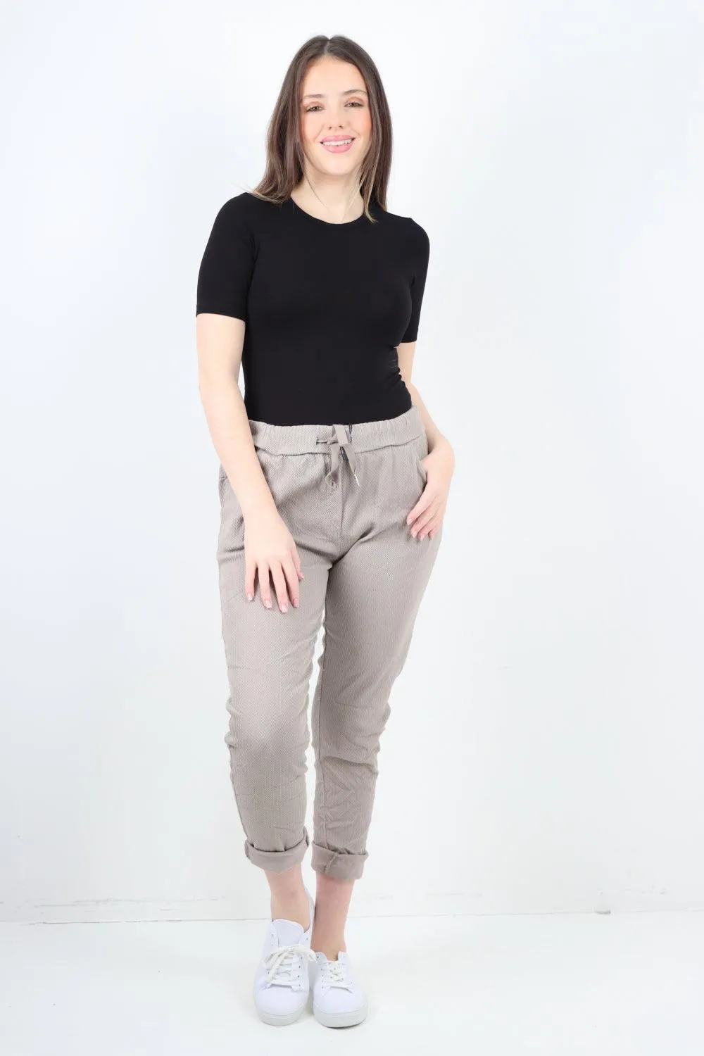 Plain ZigZag Print Trousers