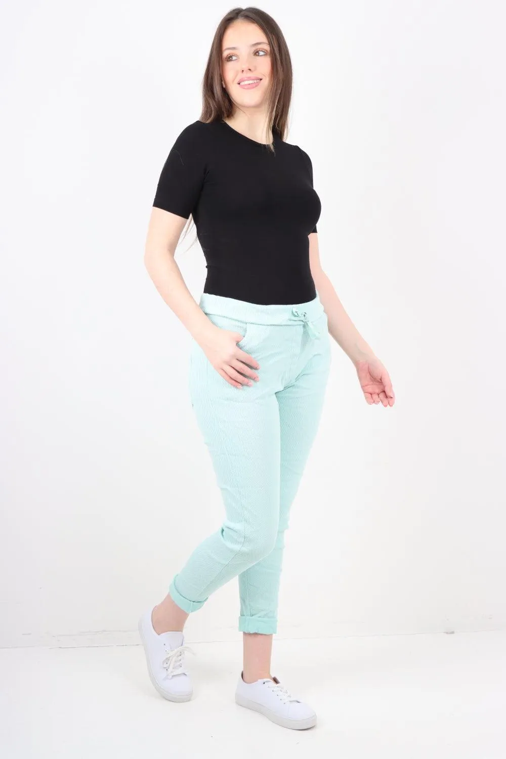 Plain ZigZag Print Trousers