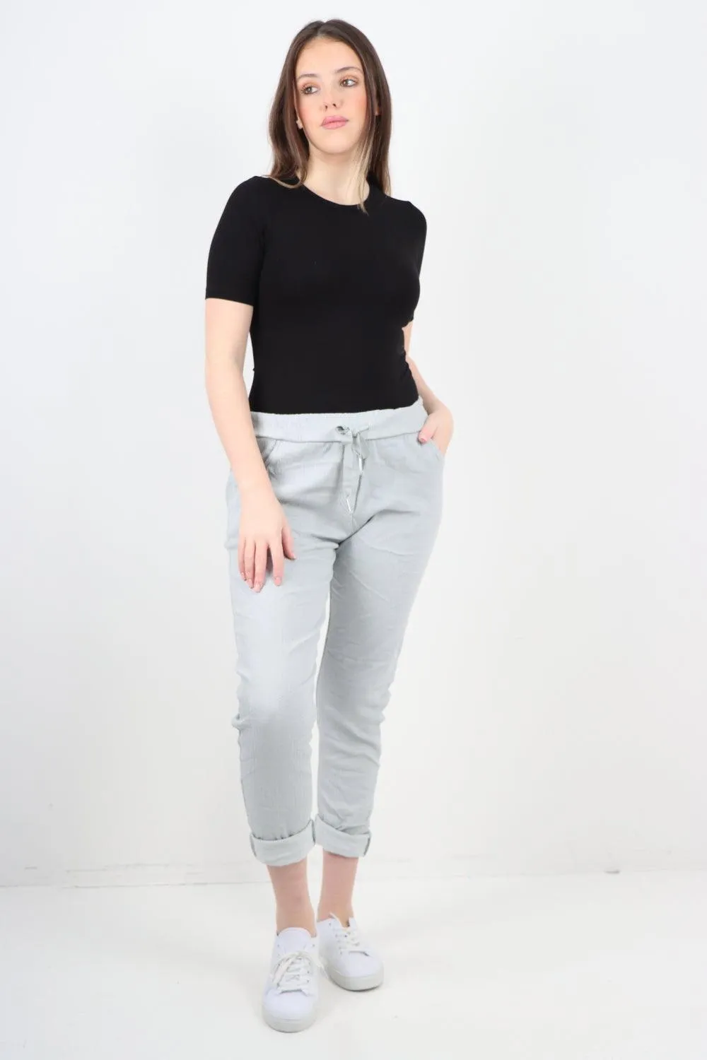 Plain ZigZag Print Trousers