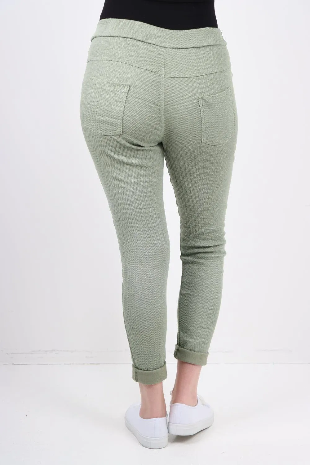 Plain ZigZag Print Trousers