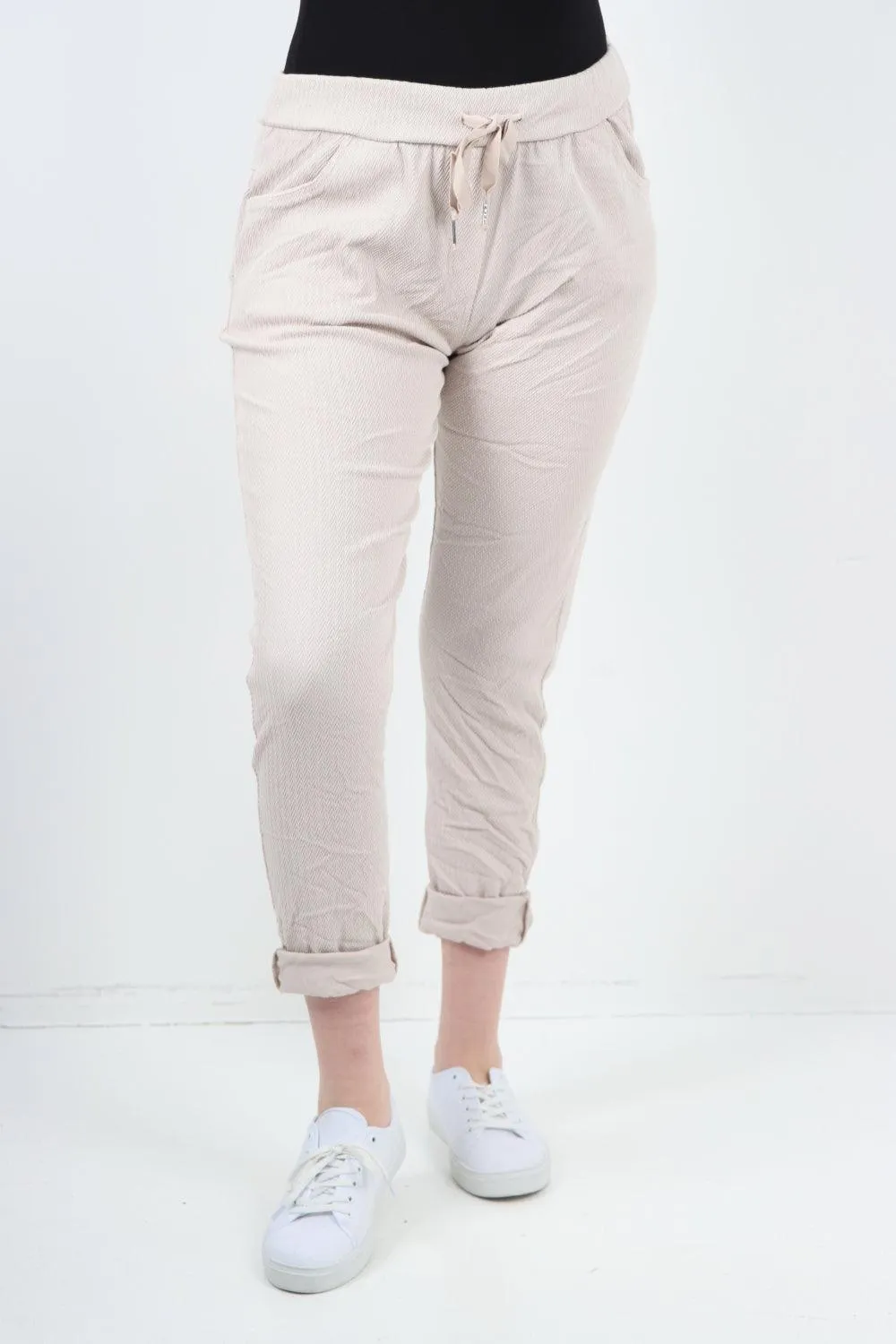 Plain ZigZag Print Trousers
