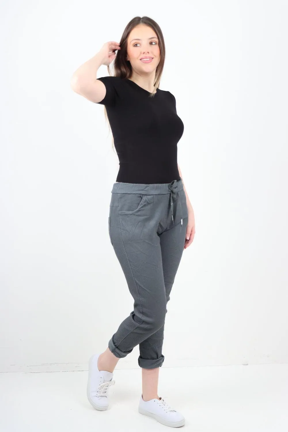 Plain ZigZag Print Trousers