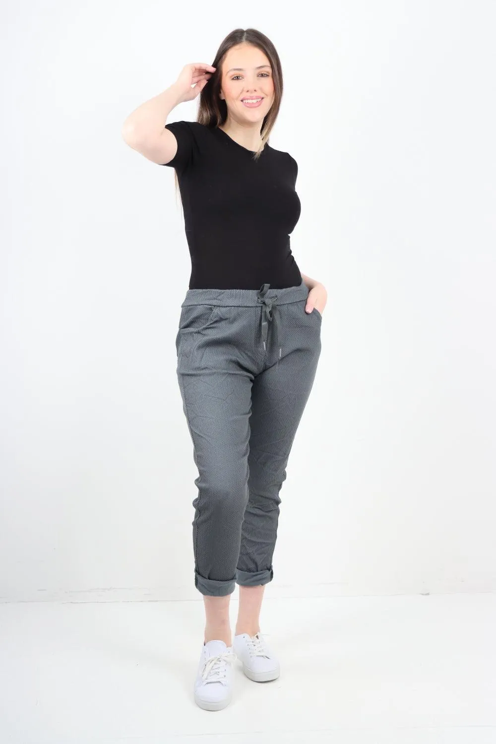 Plain ZigZag Print Trousers