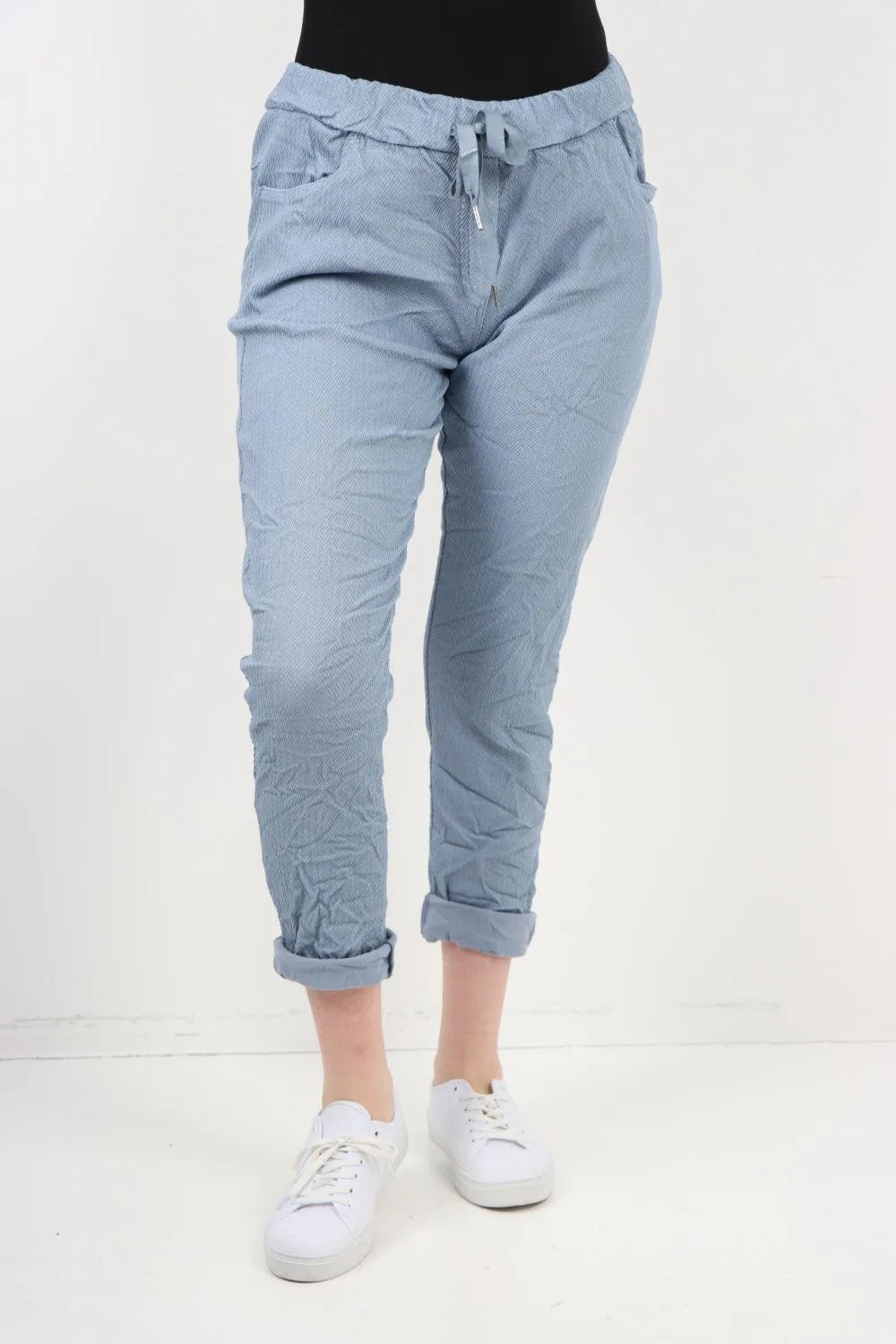Plain ZigZag Print Trousers