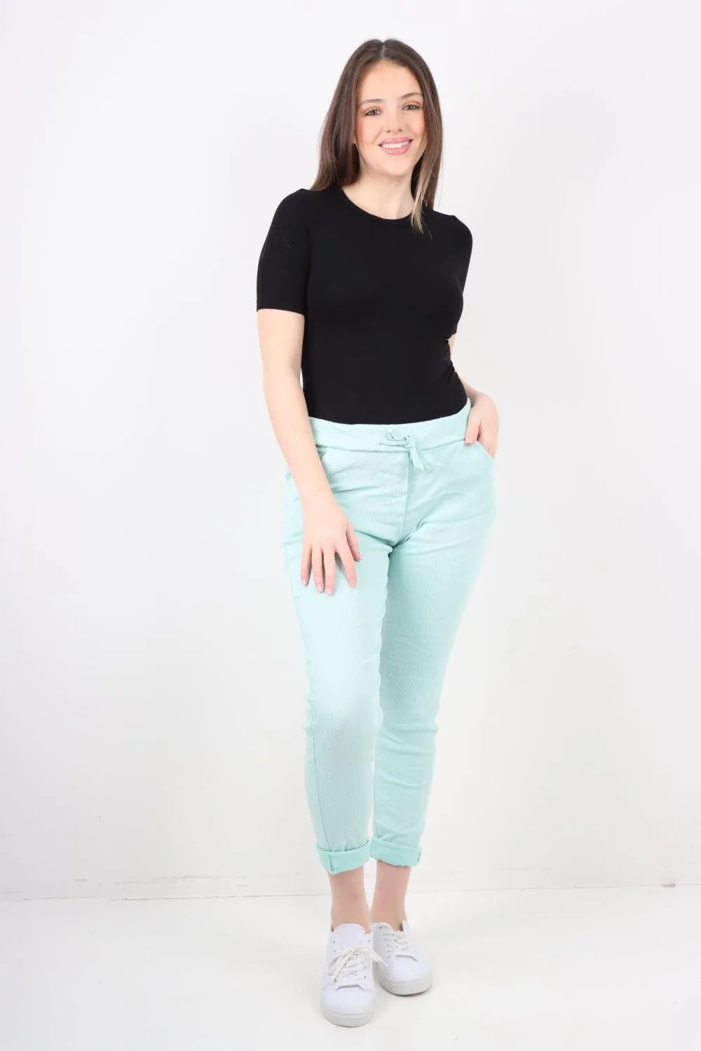Plain ZigZag Print Trousers