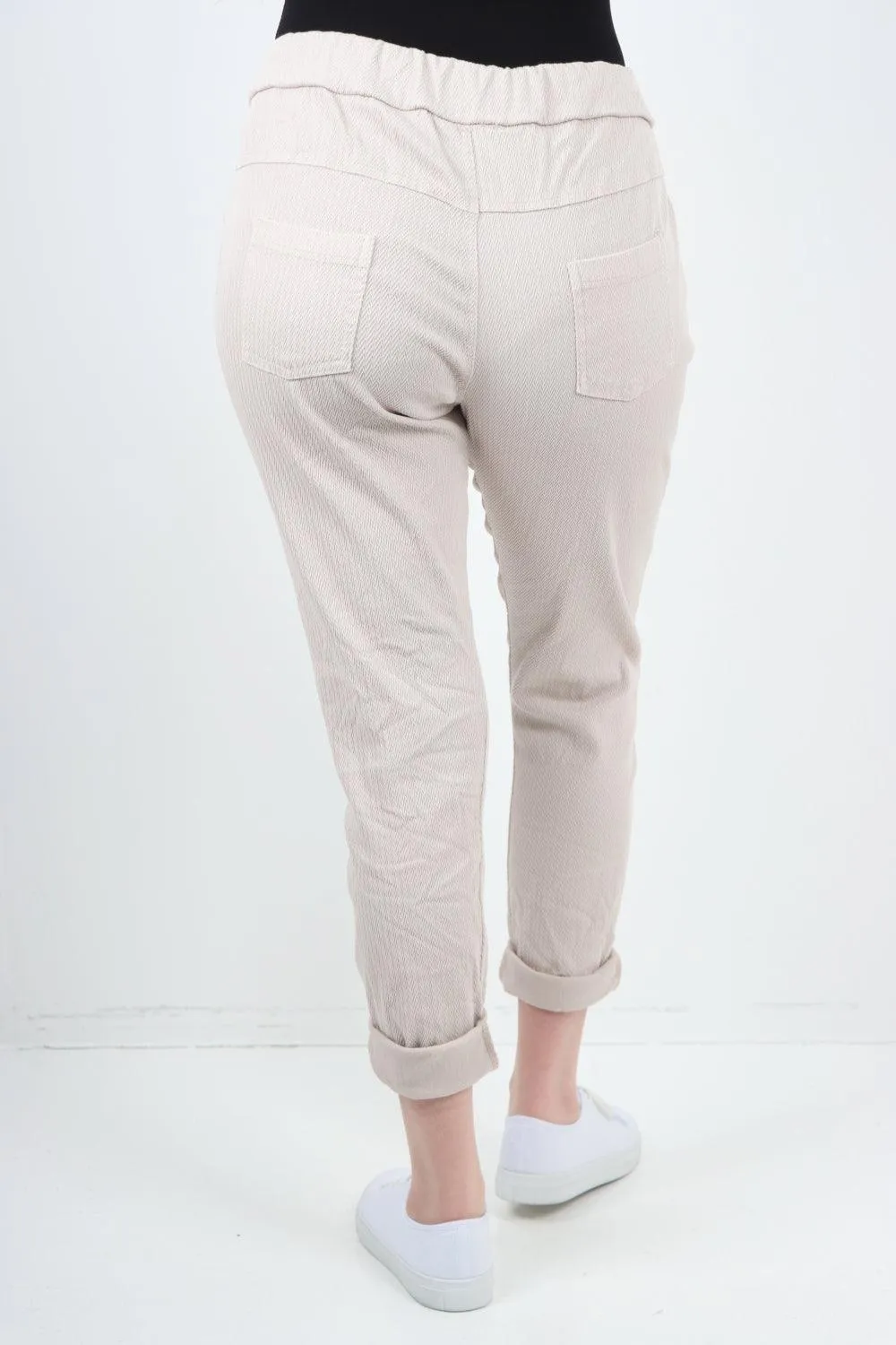 Plain ZigZag Print Trousers