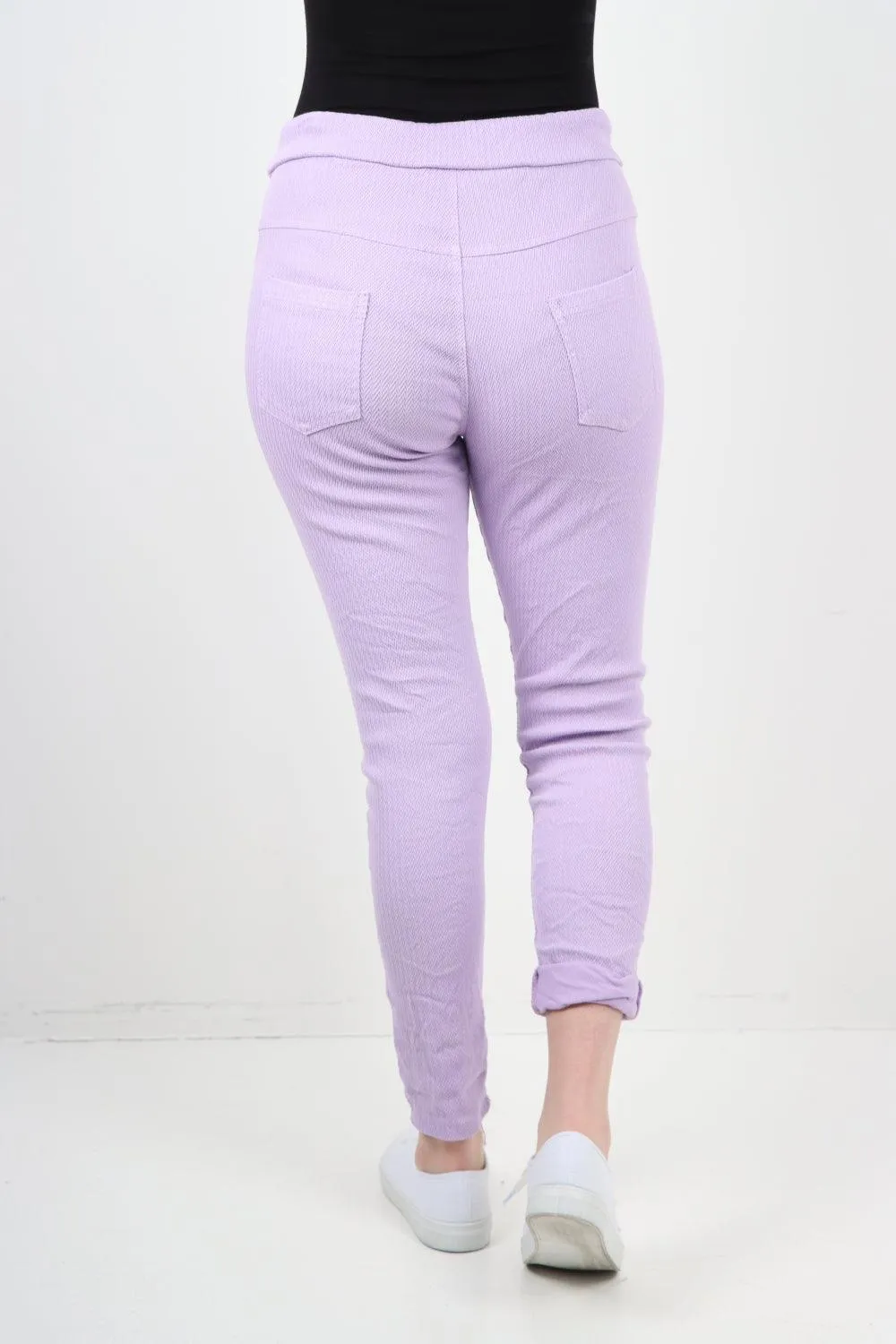 Plain ZigZag Print Trousers