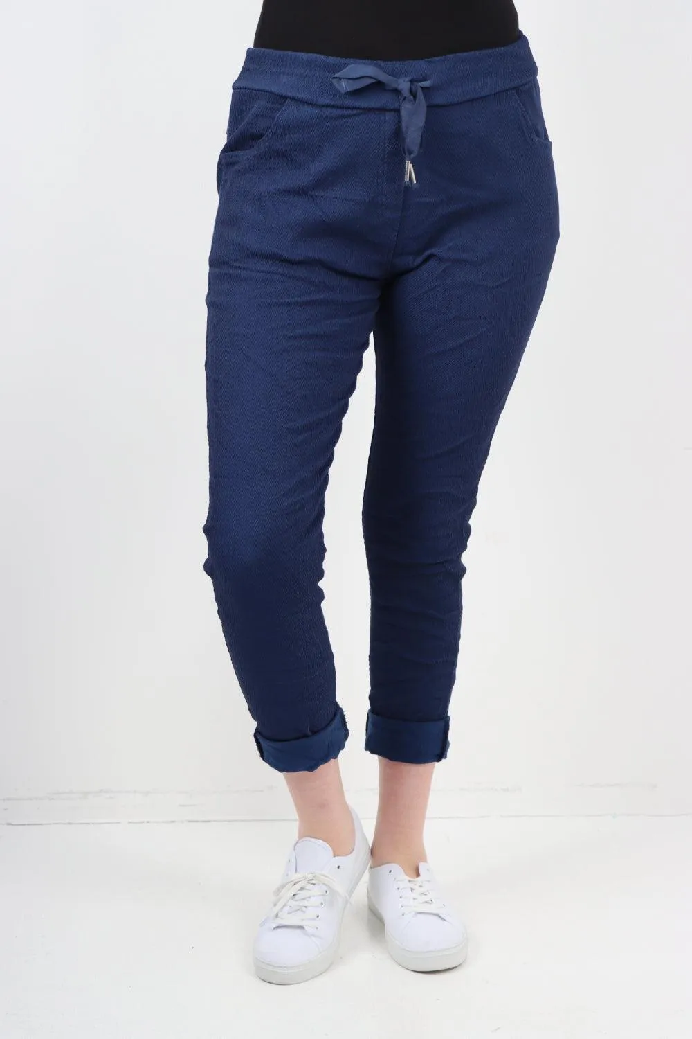 Plain ZigZag Print Trousers