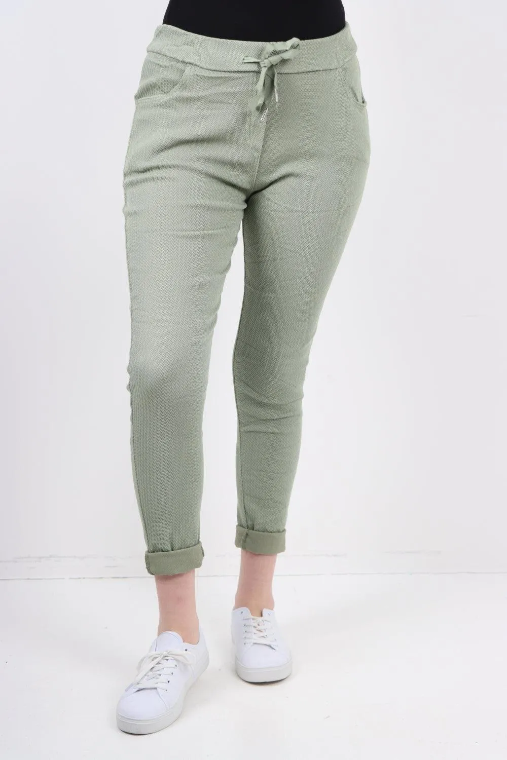 Plain ZigZag Print Trousers