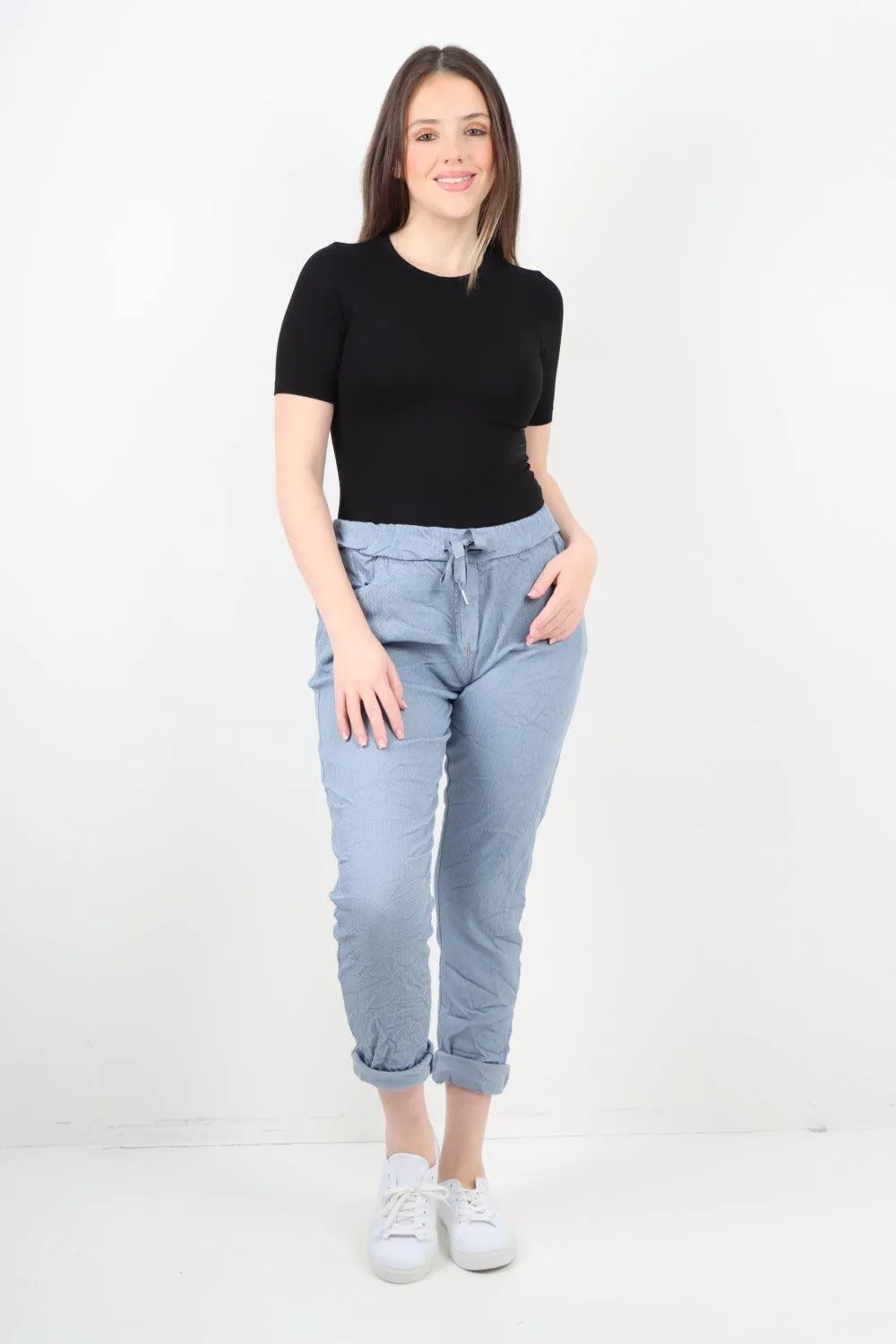 Plain ZigZag Print Trousers