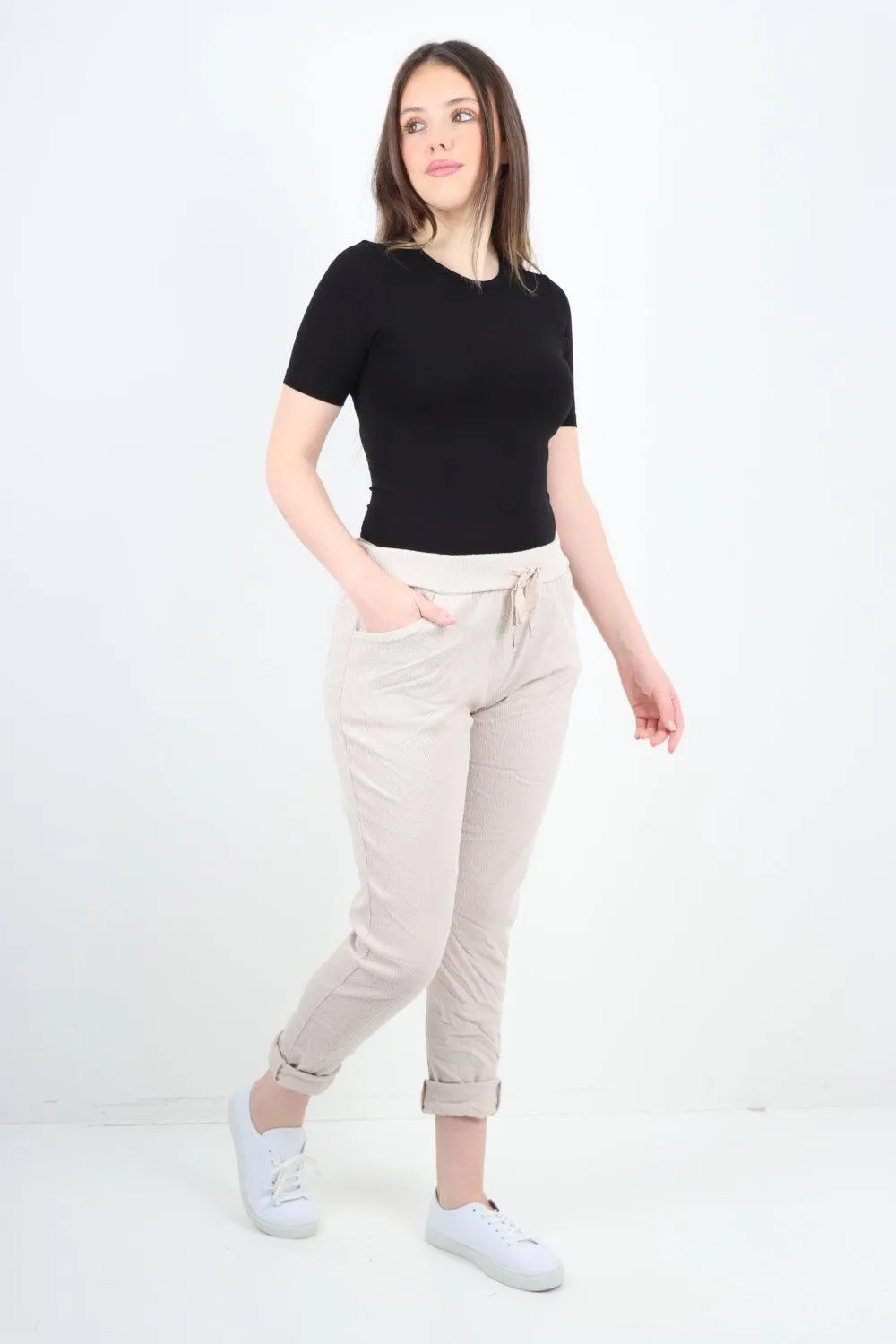 Plain ZigZag Print Trousers