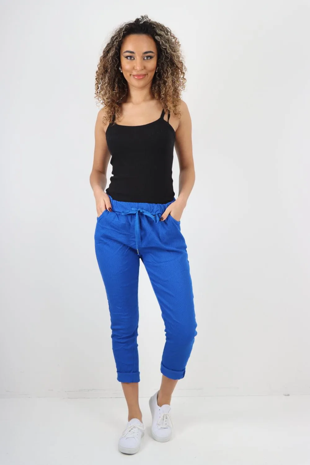 Plain ZigZag Print Trousers