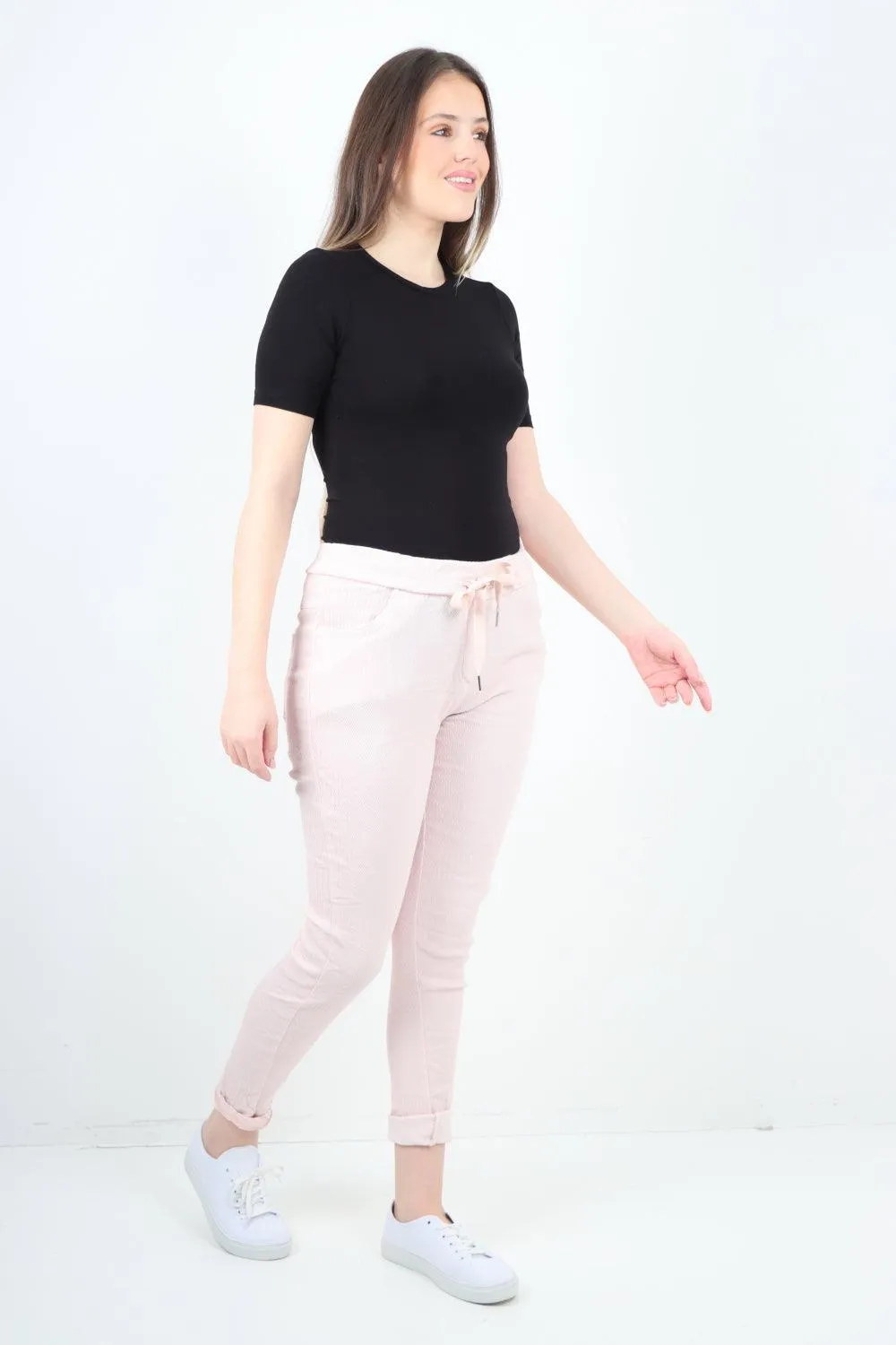 Plain ZigZag Print Trousers