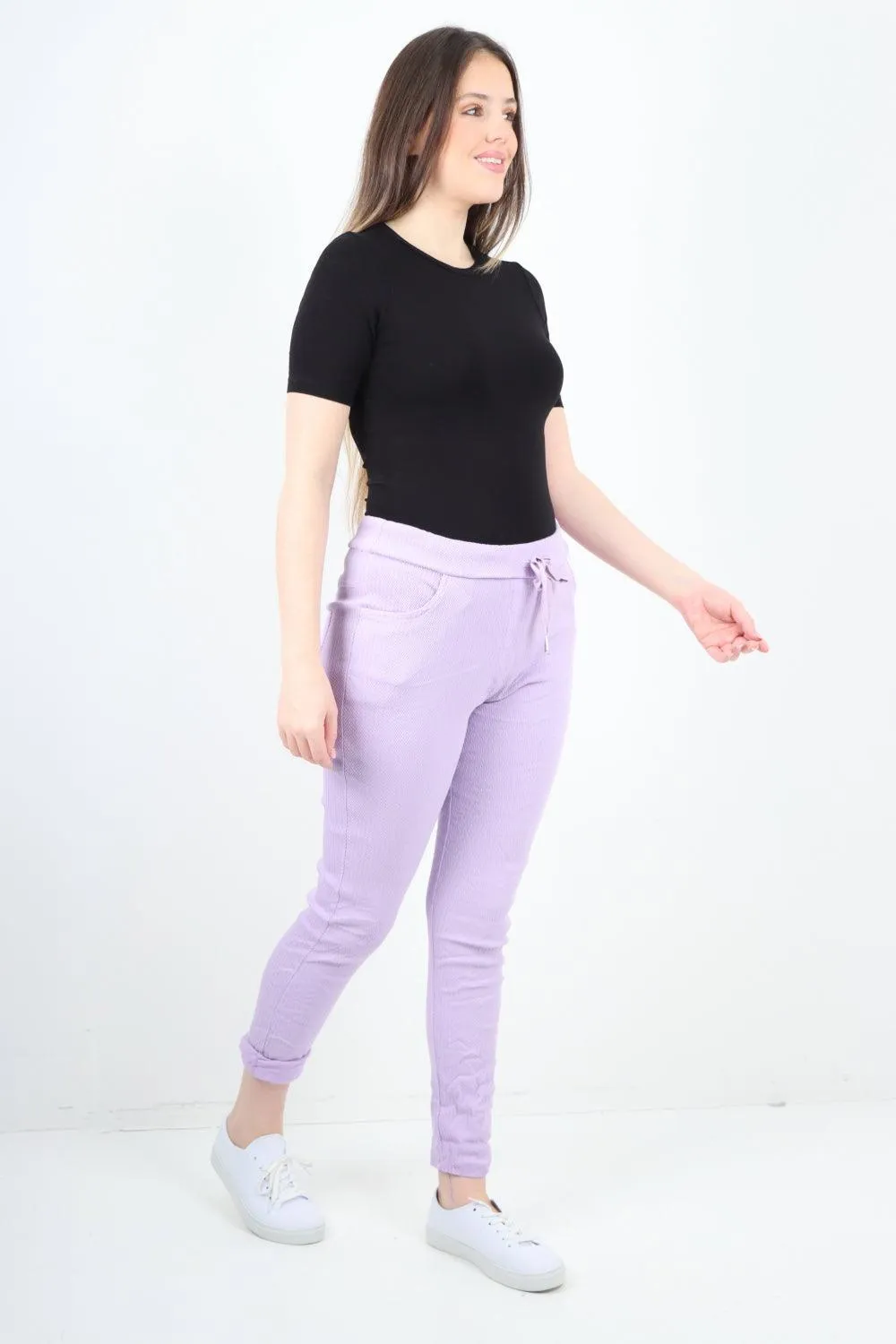 Plain ZigZag Print Trousers