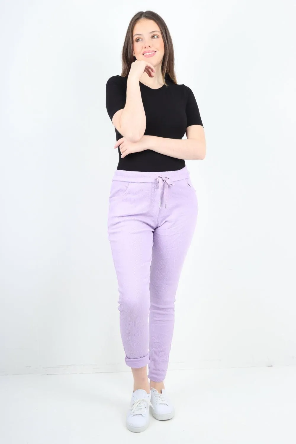 Plain ZigZag Print Trousers