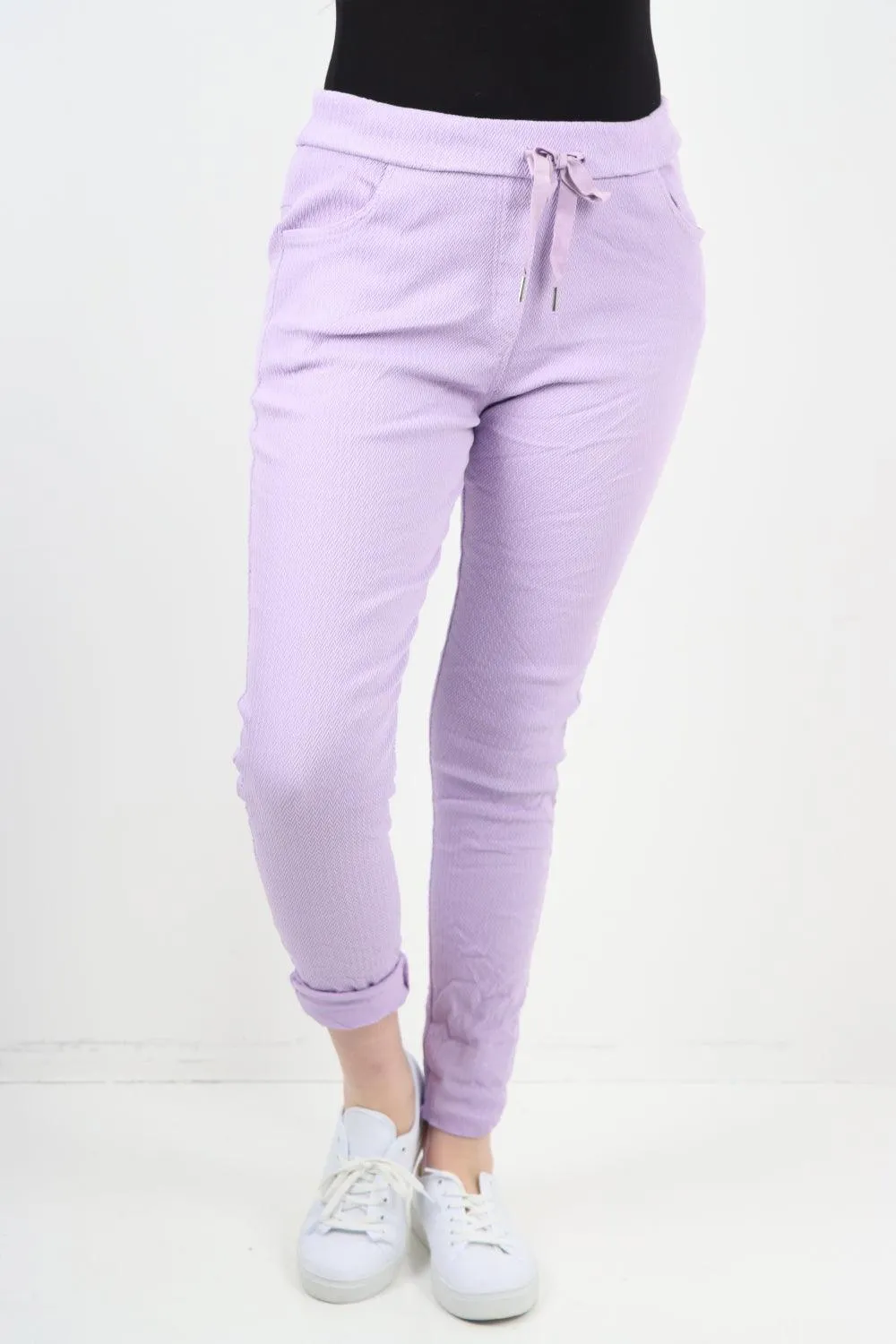 Plain ZigZag Print Trousers