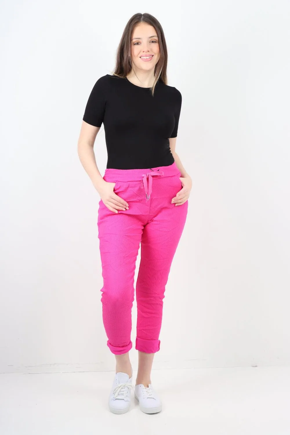 Plain ZigZag Print Trousers