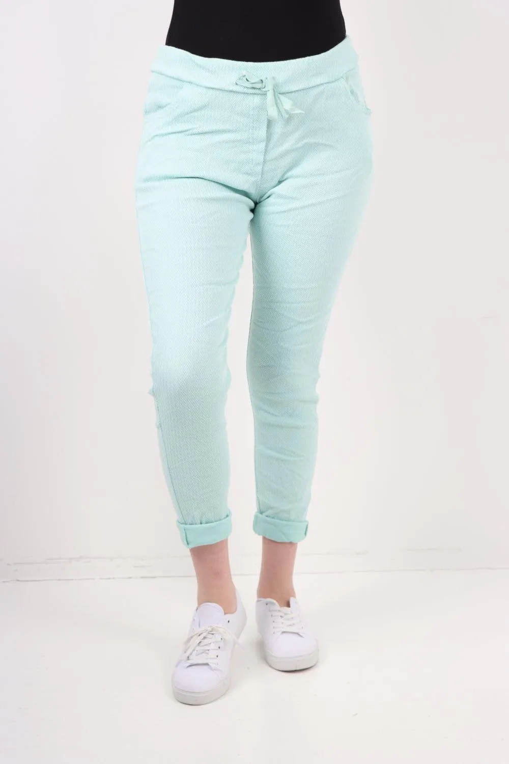 Plain ZigZag Print Trousers