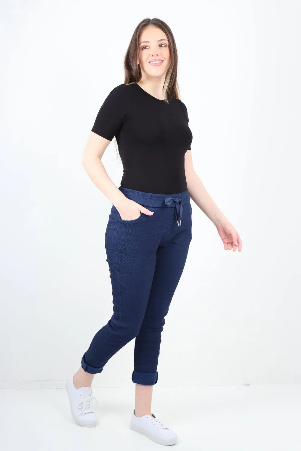 Plain ZigZag Print Trousers